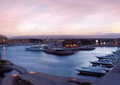 The Abu Tig Marina at Dusk in the upscale resort community of El Gouna