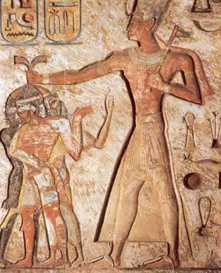 Ramesses II, one   of Egypt's most famous Pharaohs, about to smite his enemies